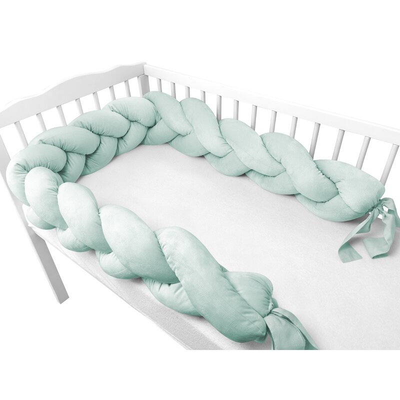 Protectie laterala, MimiNu, Pentru patut, Tip Bumper impletit, Din catifea, 220x23 cm, Cold Mint Protectie laterala, MimiNu, Pentru patut, Tip Bumper impletit, Din catifea, 220x23 cm, Cold Mint