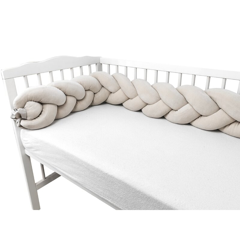 Protectie laterala, MimiNu, Pentru patut, Tip Bumper impletit, Din catifea, 240x23 cm, Soft, Beige Protectie laterala, MimiNu, Pentru patut, Tip Bumper impletit, Din catifea, 240x23 cm, Soft, Beige