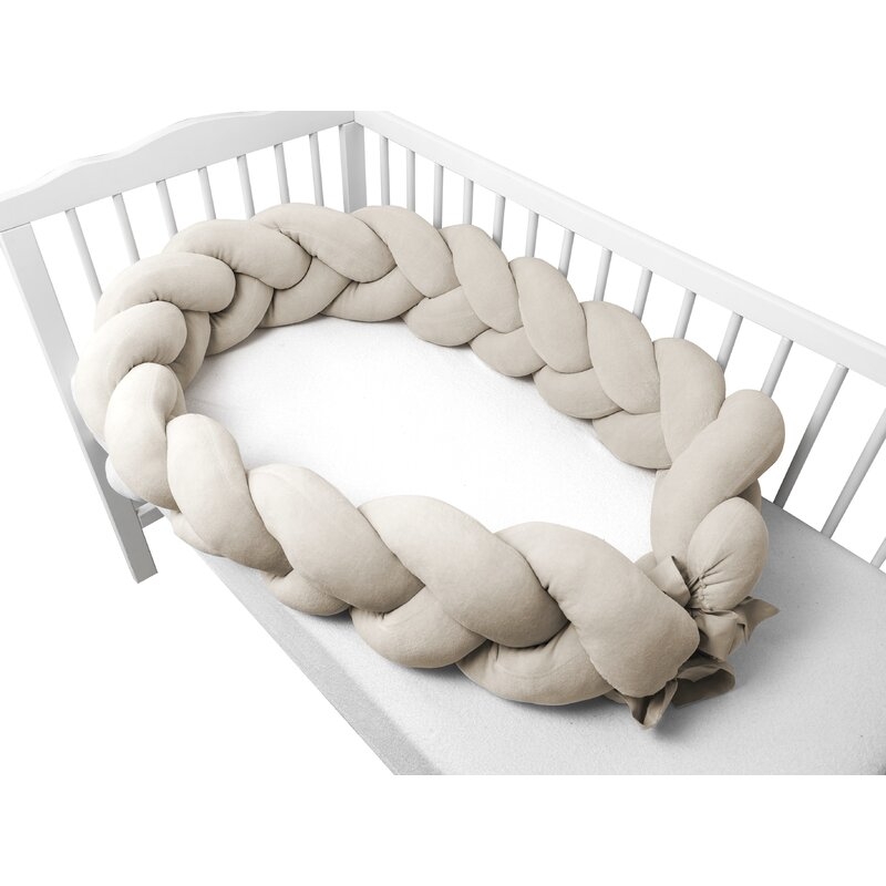 Protectie laterala, MimiNu, Pentru patut, Tip Bumper impletit, Din catifea, 240x23 cm, Soft, Beige Protectie laterala, MimiNu, Pentru patut, Tip Bumper impletit, Din catifea, 240x23 cm, Soft, Beige