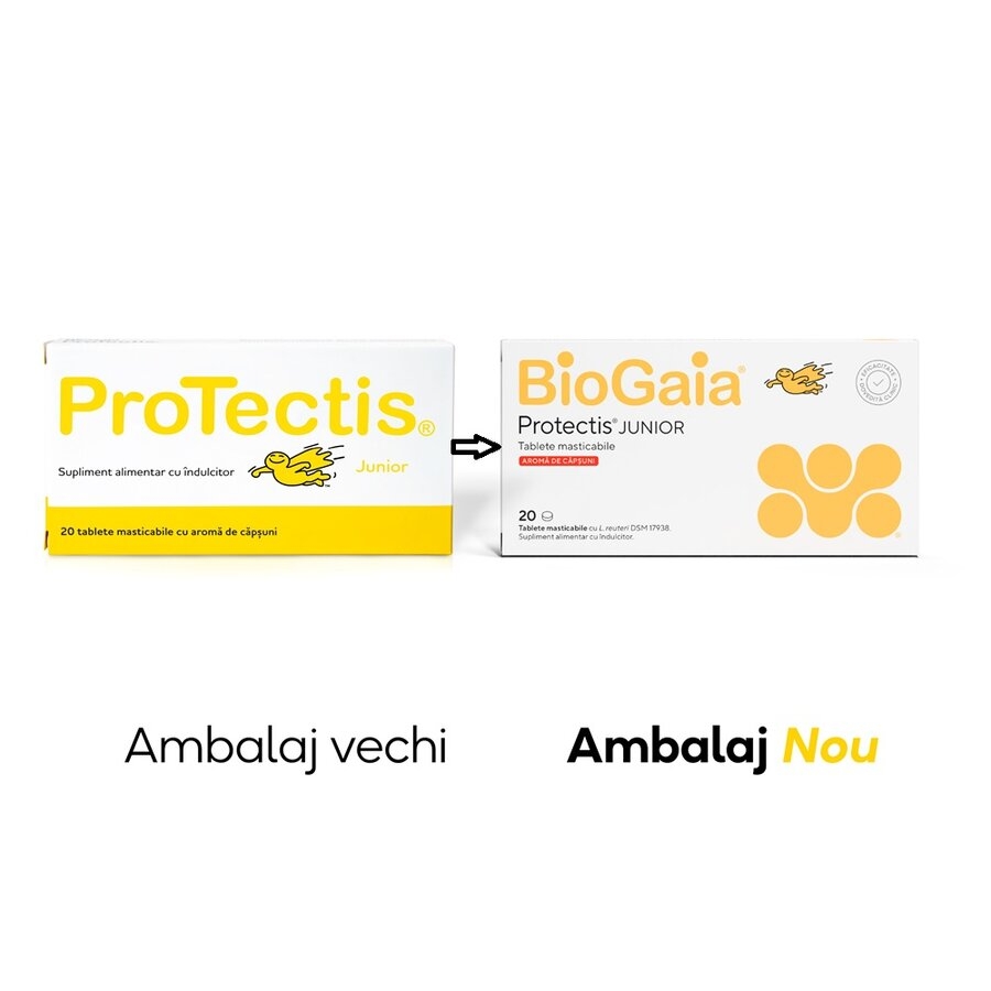 Protectis Junior cu aroma de capsuni, 20 tablete masticabile, BioGaia