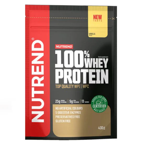 Proteine din zer cu aroma de vanilie 100% Whey Protein, 400 g, Nutrend Proteine din zer cu aroma de vanilie 100% Whey Protein, 400 g, Nutrend