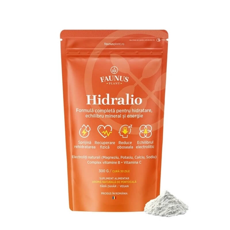 Pudra cu electroliti pentru hidratare si energie Hidralio, 300 g, Faunus Plant