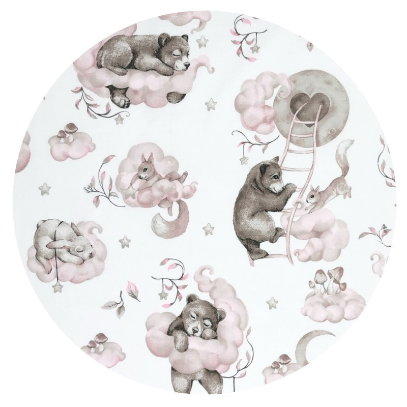 Qmini - Lenjerie patut 3 piese, Cu protectie laterala, Din bumbac certificat Oeko Tex Standard 100, Pentru patut 120x60 cm, Teddy Bear and Friends Pink Qmini - Lenjerie patut 3 piese, Cu protectie laterala, Din bumbac certificat Oeko Tex Standard 100, Pentru patut 120x60 cm, Teddy Bear and Friends Pink