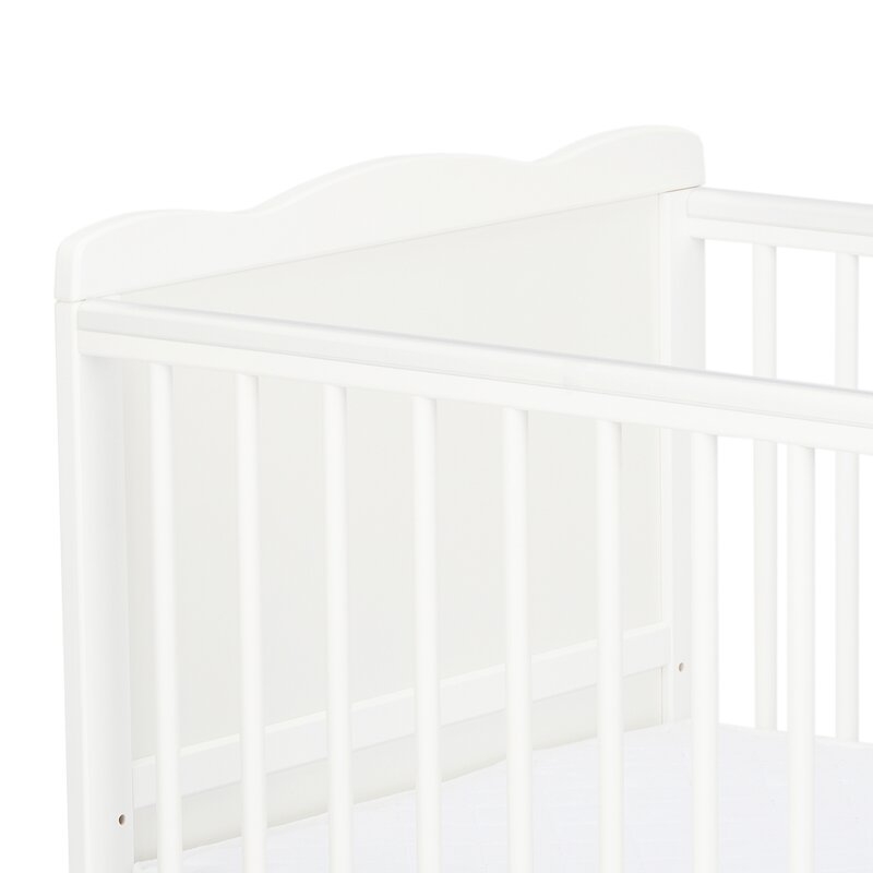 Qmini - Patut din lemn Julia 120x60 cm, multifunctional, cu sertar, Alb