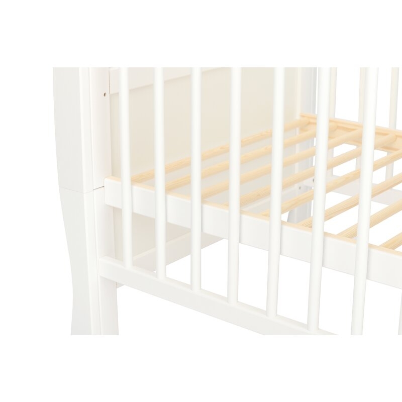 Qmini - Patut din lemn Julia 120x60 cm, multifunctional, cu sertar, Alb