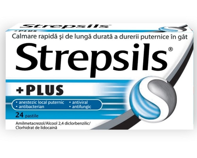 Strepsils Plus, 24 pastile, Reckitt Benckiser Strepsils Plus, 24 pastile, Reckitt Benckiser