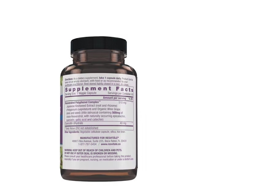 Resveratrol 500 mg si quercetina 40 mg, 60 capsule, ResVitale Resveratrol 500 mg si quercetina 40 mg, 60 capsule, ResVitale