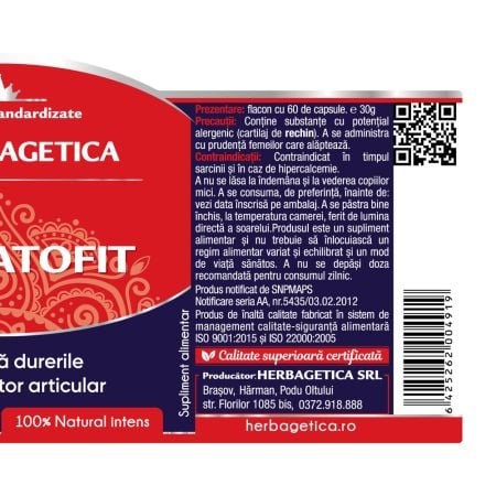 Reumatofit, 60 capsule, Herbagetica Reumatofit, 60 capsule, Herbagetica