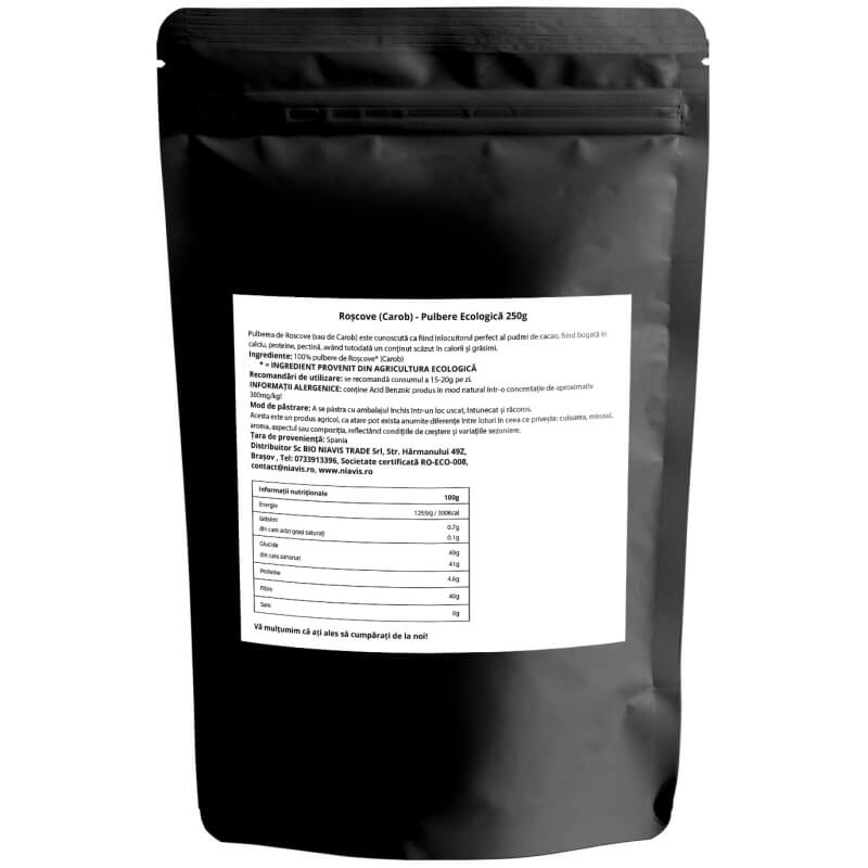 Roscove (Carob) pulbere ecologica, 250 g, Niavis Roscove (Carob) pulbere ecologica, 250 g, Niavis