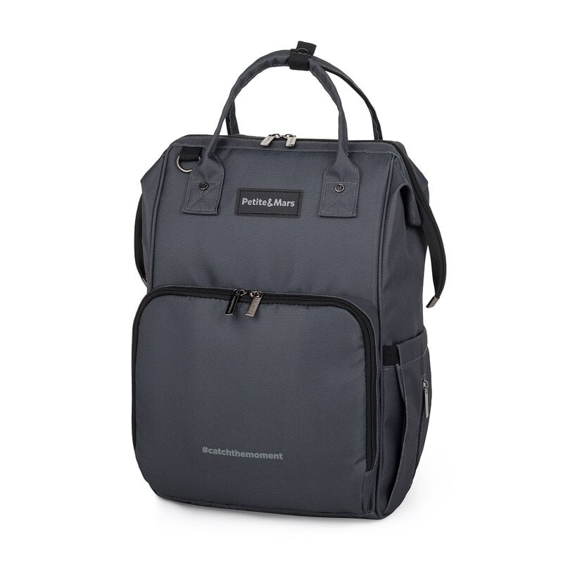 Rucsac pentru mamici, Petite&Mars, Jack, Cu 11 compartimente, Cu buzunare termice, Saltea de infasat inclusa, 30 x 42 x 15 cm, Ultimate Grey Rucsac pentru mamici, Petite&Mars, Jack, Cu 11 compartimente, Cu buzunare termice, Saltea de infasat inclusa, 30 x 42 x 15 cm, Ultimate Grey