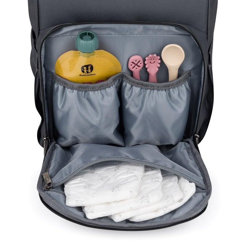 Rucsac pentru mamici, Petite&Mars, Jack, Cu 11 compartimente, Cu buzunare termice, Saltea de infasat inclusa, 30 x 42 x 15 cm, Ultimate Grey Rucsac pentru mamici, Petite&Mars, Jack, Cu 11 compartimente, Cu buzunare termice, Saltea de infasat inclusa, 30 x 42 x 15 cm, Ultimate Grey