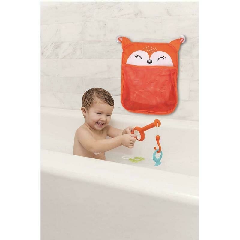 Saculet pentru jucariile de baie, Fox, Cu sistem de prindere cu ventuze, Dimensiune 32x38 cm, FreeON Saculet pentru jucariile de baie, Fox, Cu sistem de prindere cu ventuze, Dimensiune 32x38 cm, FreeON