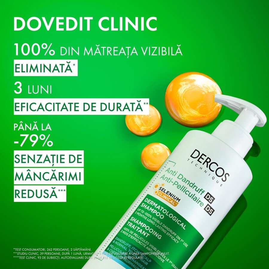 Sampon anti-matreata pentru par normal-gras Dercos, 390 ml, Vichy Sampon anti-matreata pentru par normal-gras Dercos, 390 ml, Vichy
