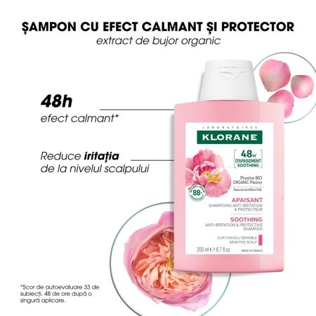 Sampon cu extract de bujor Bio, 200 ml, Klorane