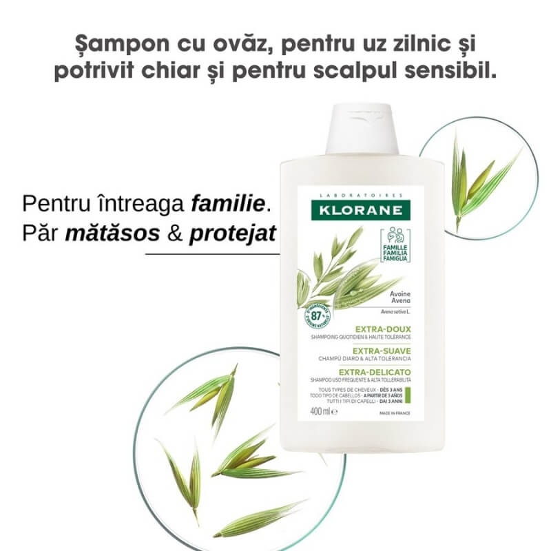 Sampon cu extract de ovaz, 400 ml, Klorane Sampon cu extract de ovaz, 400 ml, Klorane