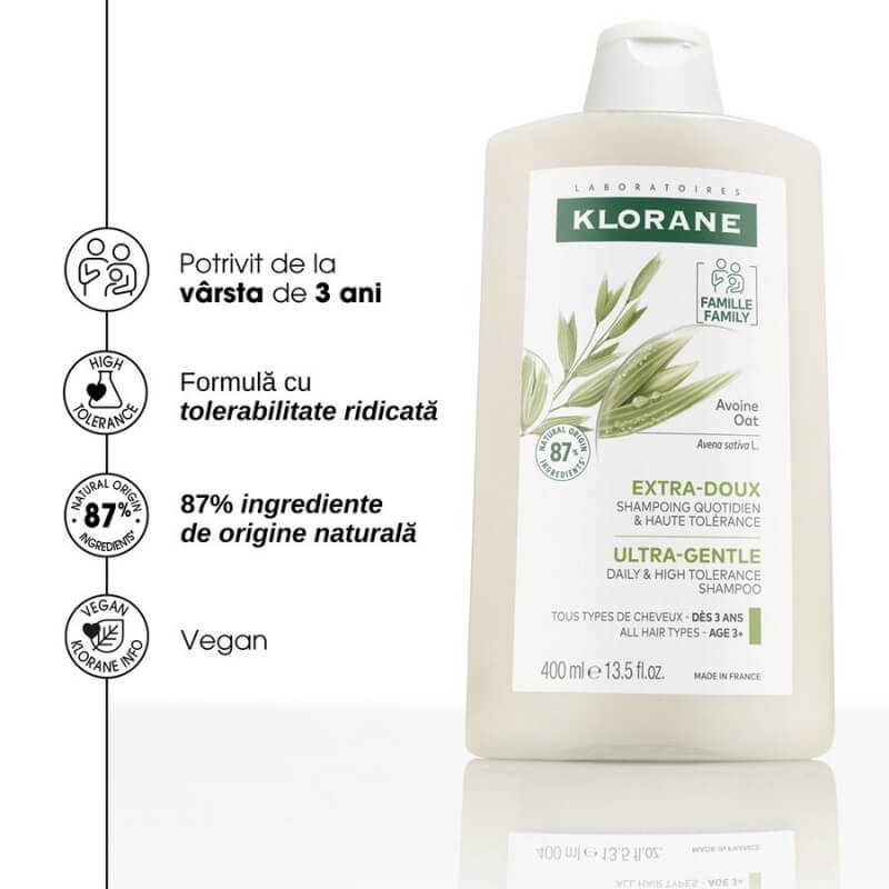 Sampon cu extract de ovaz, 400 ml, Klorane Sampon cu extract de ovaz, 400 ml, Klorane