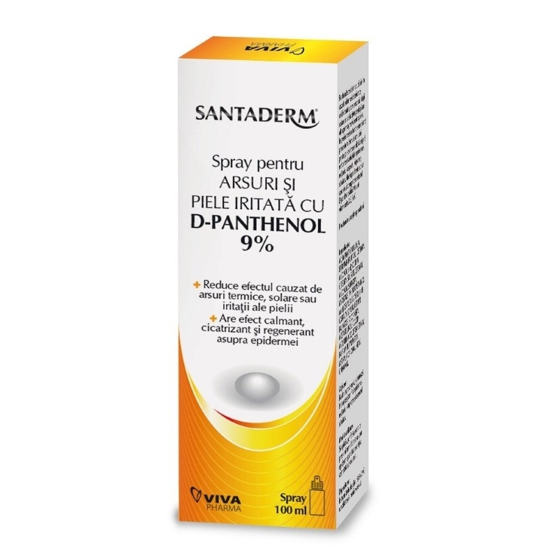 Spray pentru arsuri si piele iritata cu D-Panthenol 9%, 100ml, Santaderm Spray pentru arsuri si piele iritata cu D-Panthenol 9%, 100ml, Santaderm