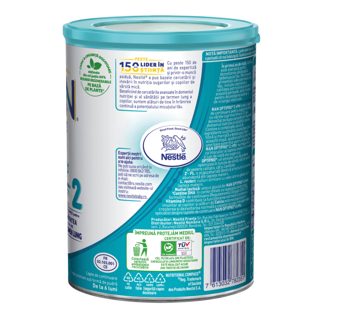 Nestle - Nan 2 Optipro HMO lapte praf pentru copii de la 6 luni 400g Nestle - Nan 2 Optipro HMO lapte praf pentru copii de la 6 luni 400g