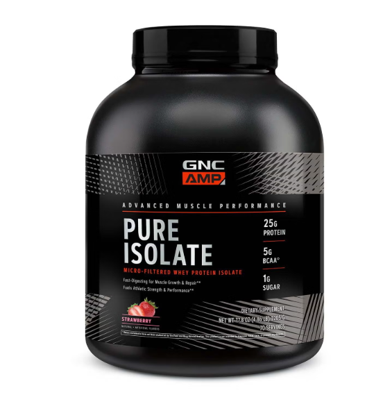Proteina izolata din zer cu aroma de capsuni AMP Pure Isolate, 1728.4 g, GNC
