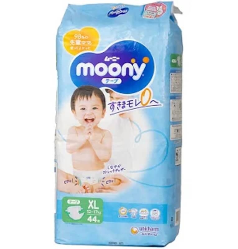 Scutece pentru copii Moony Blue marime XL, 12-17 kg, 44 bucati, Unicharm Scutece pentru copii Moony Blue marime XL, 12-17 kg, 44 bucati, Unicharm