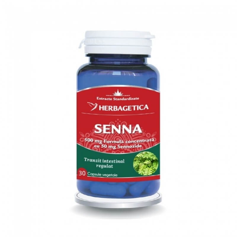 Senna 500 mg, 30 capsule, Herbagetica Senna 500 mg, 30 capsule, Herbagetica