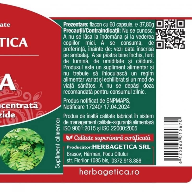 Senna 500 mg, 60 capsule, Herbagetica Senna 500 mg, 60 capsule, Herbagetica