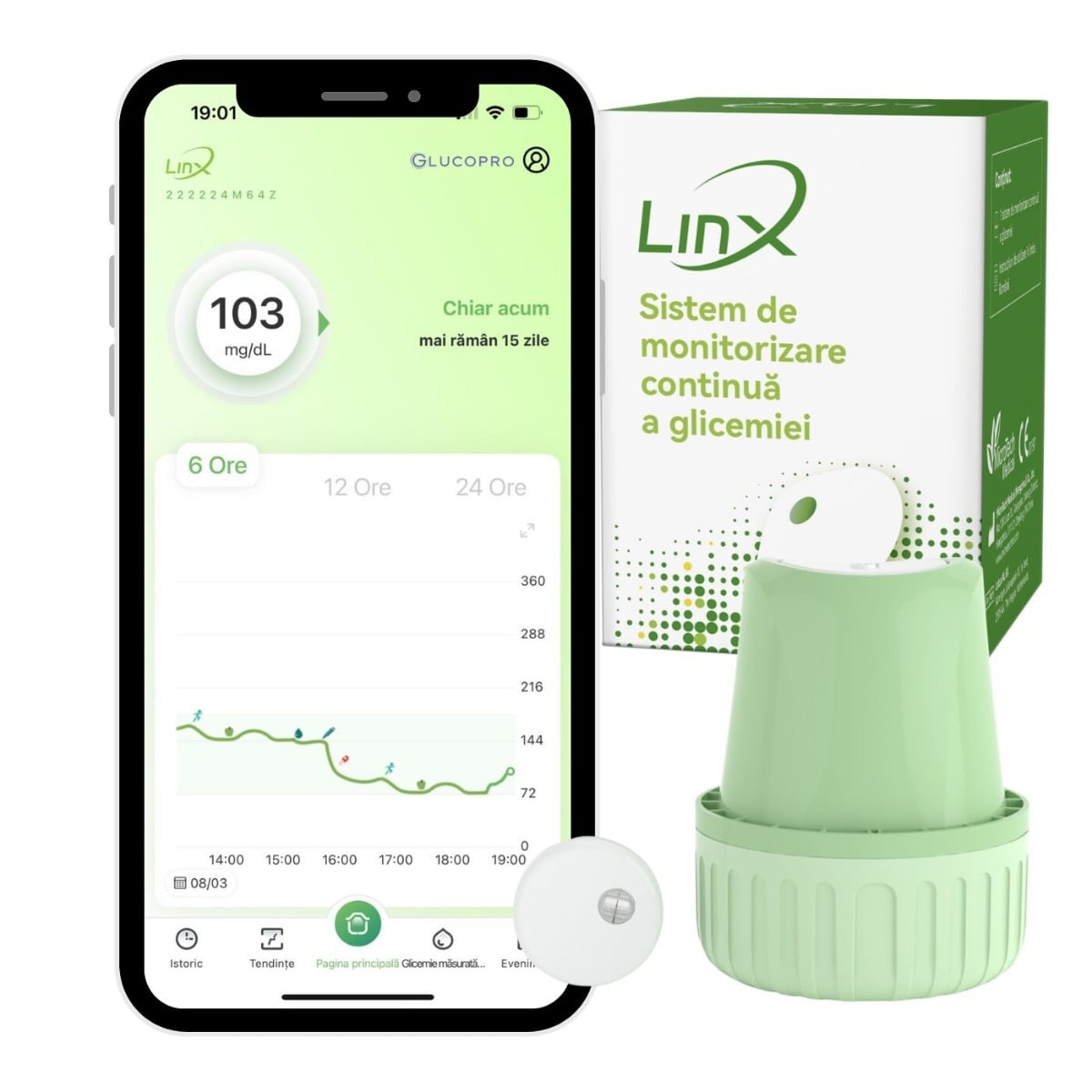 Senzor monitorizare glicemie 1 bucata + 1 plasture cadou, Linx
