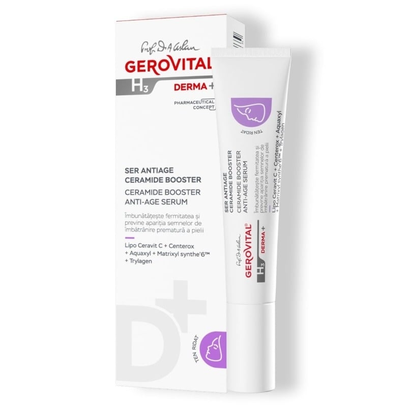 Ser antiage Ceramide Booster H3 Derma+, 15 ml, Gerovital Ser antiage Ceramide Booster H3 Derma+, 15 ml, Gerovital