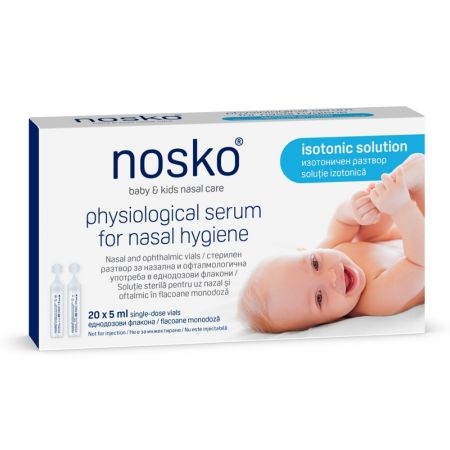 Ser fiziologic pentru igiena nazala 5 ml, 20 monodoze, Nosko Ser fiziologic pentru igiena nazala 5 ml, 20 monodoze, Nosko