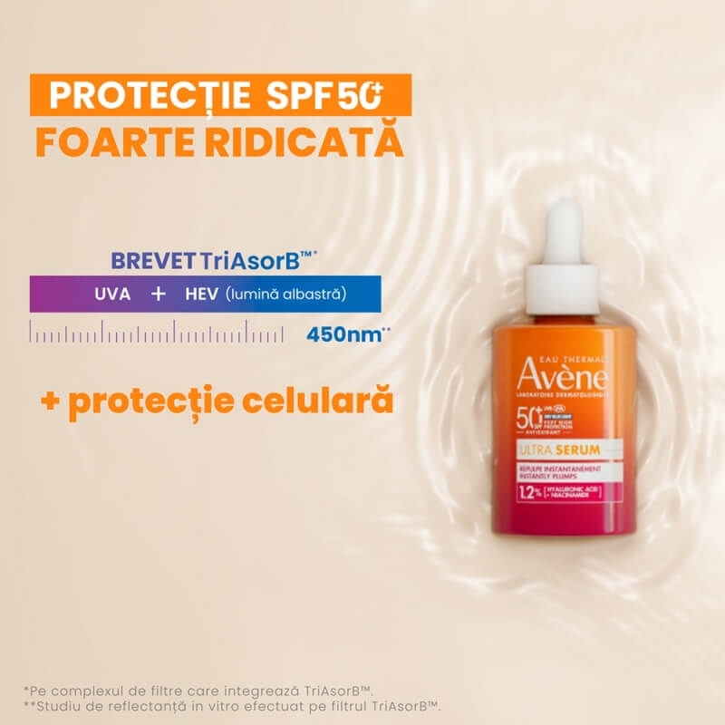 Ultra Serum cu efect de reumplere al pielii SPF 50+, 30 ml, Avene