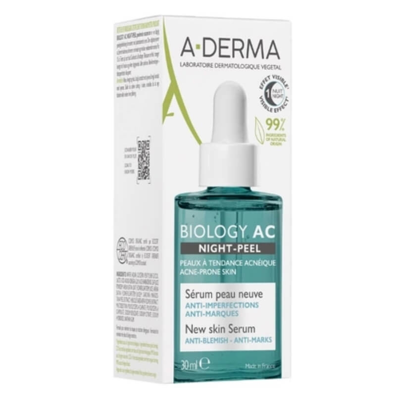 Serum peeling de noapte Biology AC, 30 ml, A-Derma Serum peeling de noapte Biology AC, 30 ml, A-Derma