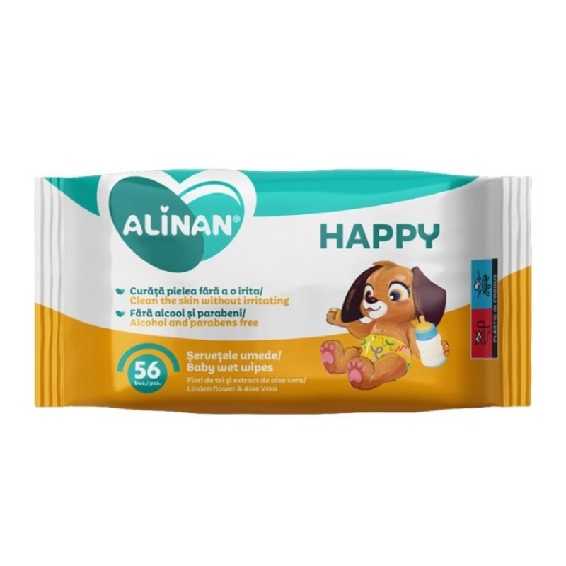 Servetele umede Alinan Happy, 56 bucati, Fiterman Pharma Servetele umede Alinan Happy, 56 bucati, Fiterman Pharma