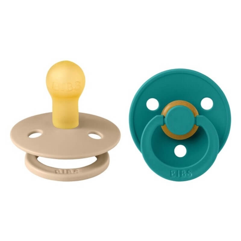 Set 2 suzete cu tetina rotunda Colour Latex, +0 luni, Scuba/Taupe, Bibs Set 2 suzete cu tetina rotunda Colour Latex, +0 luni, Scuba/Taupe, Bibs