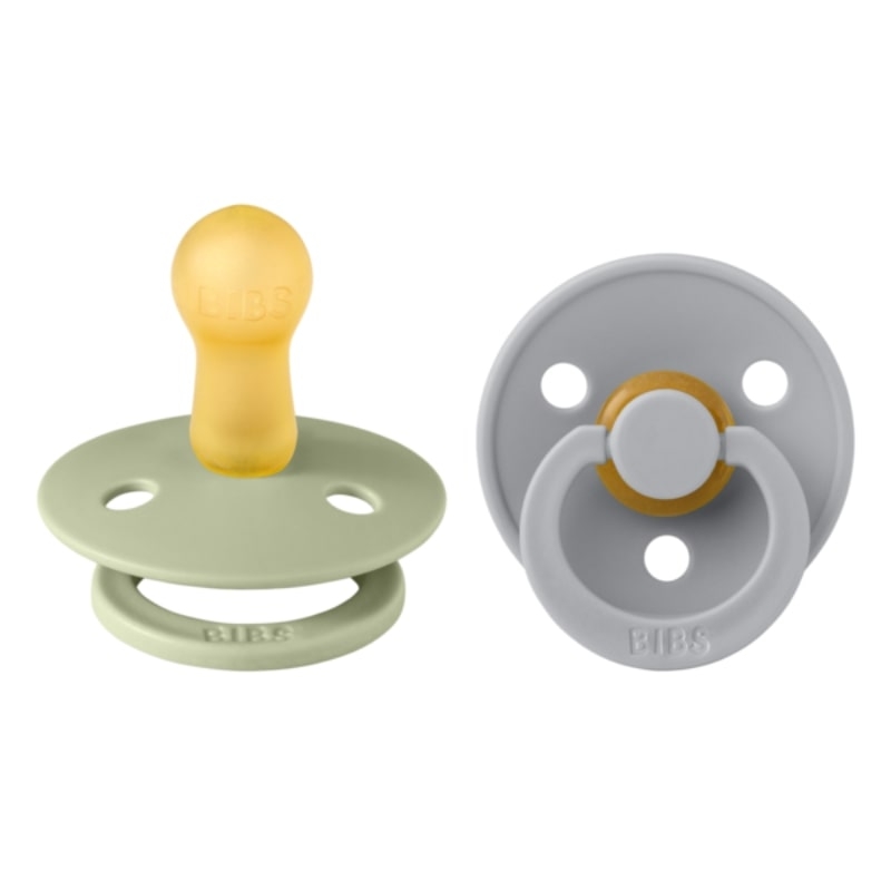 Set 2 suzete cu tetina rotunda Colour Latex, +6 luni, Sage/Cloud, Bibs