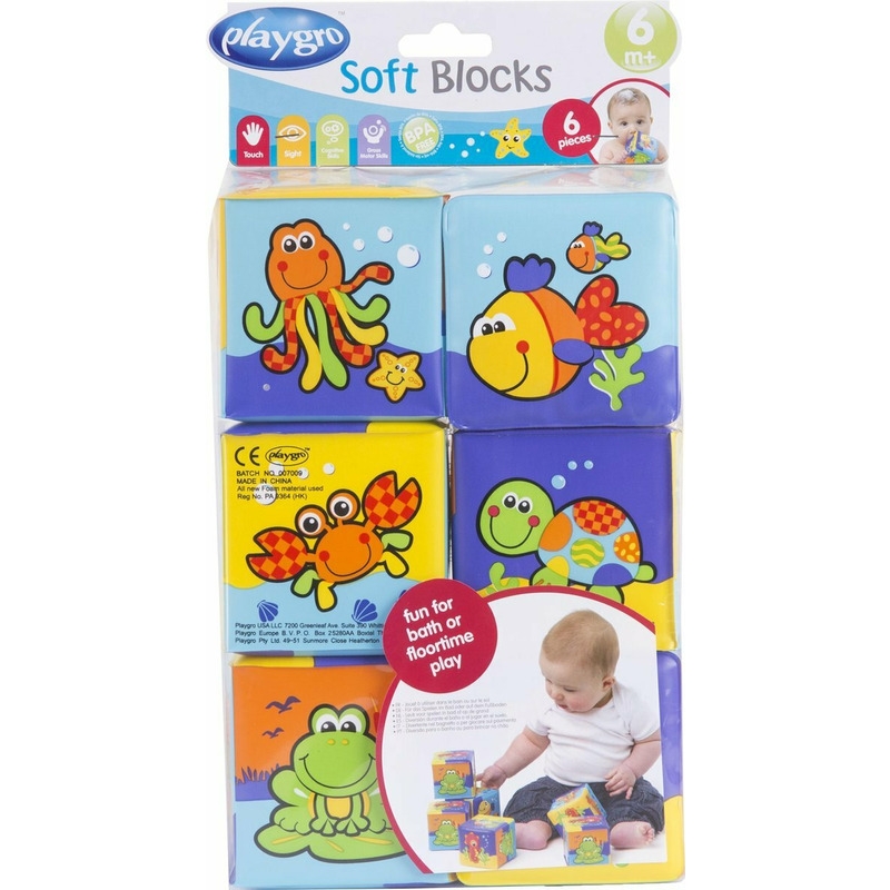 Set 6 cuburi noi pentru baie, Cu animalute marine, Dimesiune 7.5 cm fiecare cub, Soft blockes for bath, Playgro Set 6 cuburi noi pentru baie, Cu animalute marine, Dimesiune 7.5 cm fiecare cub, Soft blockes for bath, Playgro