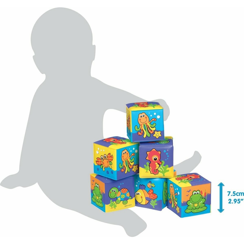 Set 6 cuburi noi pentru baie, Cu animalute marine, Dimesiune 7.5 cm fiecare cub, Soft blockes for bath, Playgro Set 6 cuburi noi pentru baie, Cu animalute marine, Dimesiune 7.5 cm fiecare cub, Soft blockes for bath, Playgro