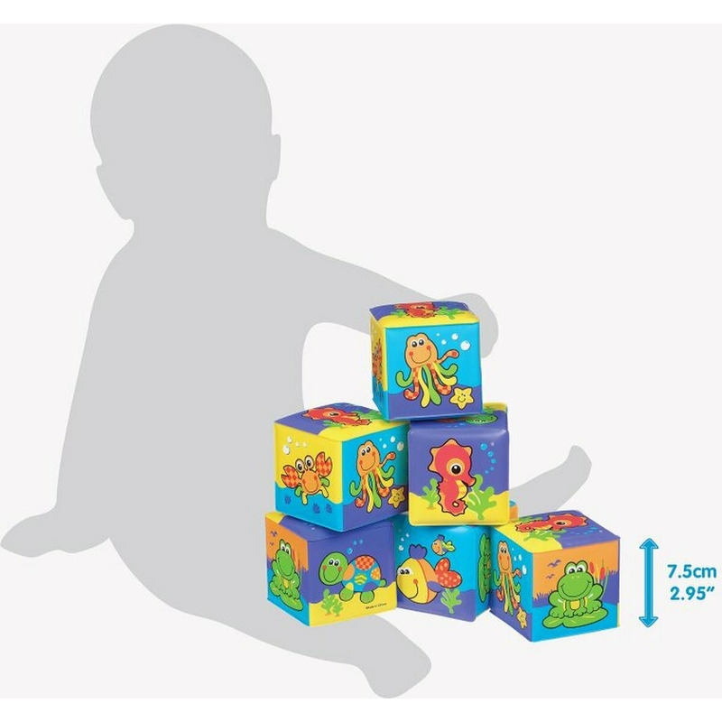 Set 6 cuburi noi pentru baie, Cu litere si cifre, Dimesiune 7.5 cm fiecare cub, Splash and Learn Soft blocks for bath, Playgro Set 6 cuburi noi pentru baie, Cu litere si cifre, Dimesiune 7.5 cm fiecare cub, Splash and Learn Soft blocks for bath, Playgro
