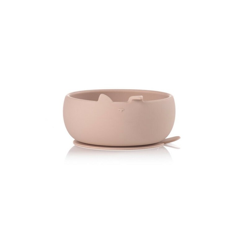Set de masa, Jane, Din silicon, 2 piese, Cu bol si lingurita, BPA Free, Pale