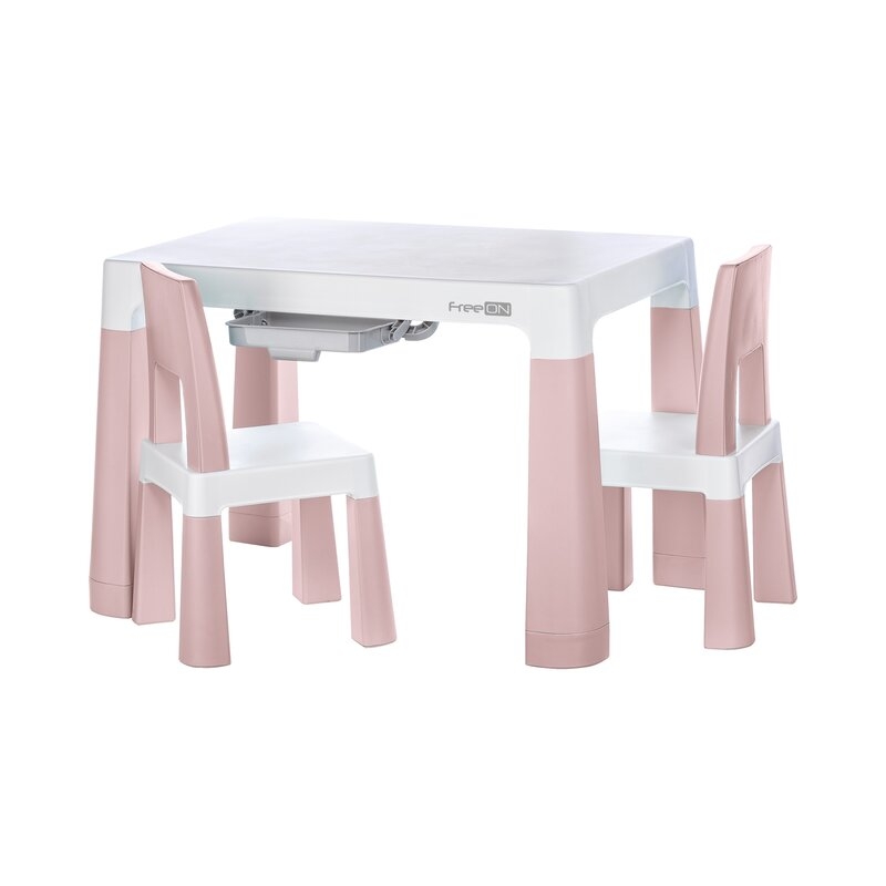 Set masuta si doua scaune pentru copii, Neo, Cu doua sertare, Cu masa reglabila la doua inaltimi, FreeON, Roz Set masuta si doua scaune pentru copii, Neo, Cu doua sertare, Cu masa reglabila la doua inaltimi, FreeON, Roz