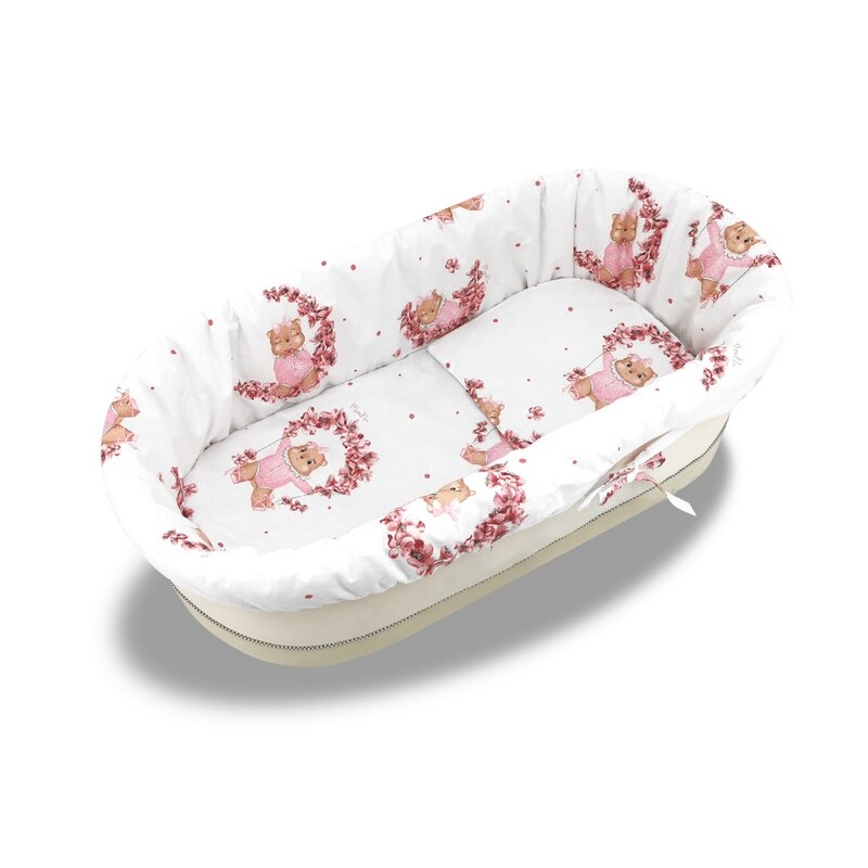 Set pentru landou/cosulet, MimiNu, Cu protectie, saltea si pernuta, Din bumbac certificat Oeko Tex Standard 100, Design, Betty Set pentru landou/cosulet, MimiNu, Cu protectie, saltea si pernuta, Din bumbac certificat Oeko Tex Standard 100, Design, Betty