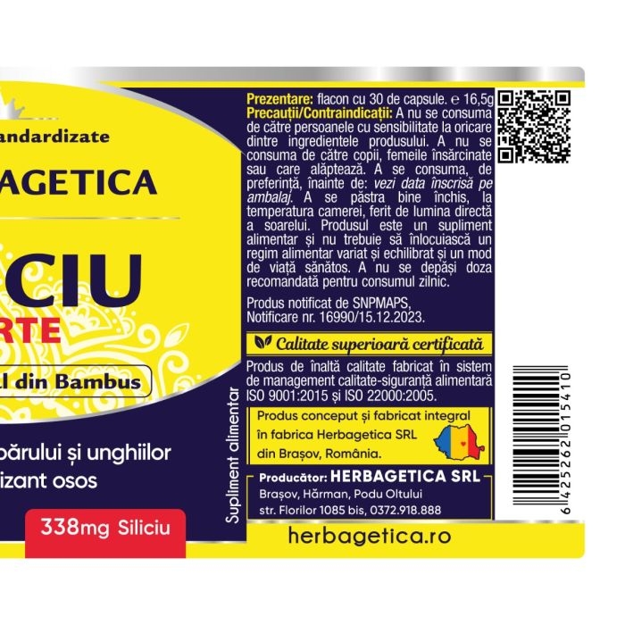 Siliciu Forte, 30 capsule, Herbagetica