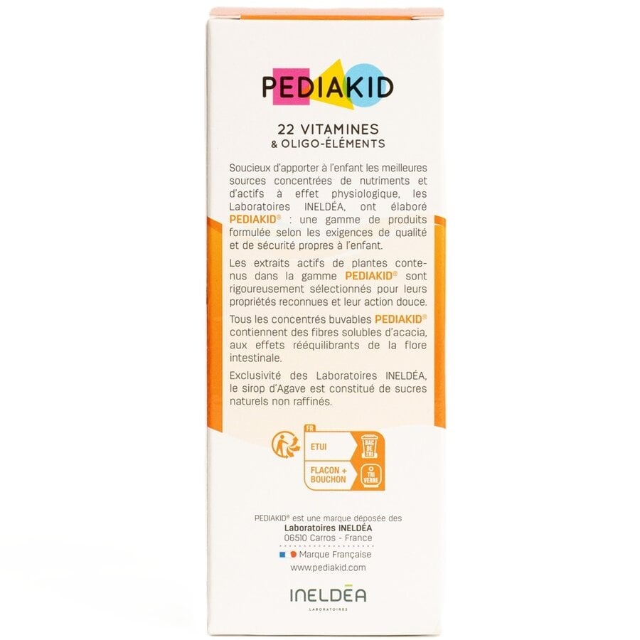 Sirop cu gust de portocale si caise 22 de vitamine si oligoelemente, 125 ml, Pediakid