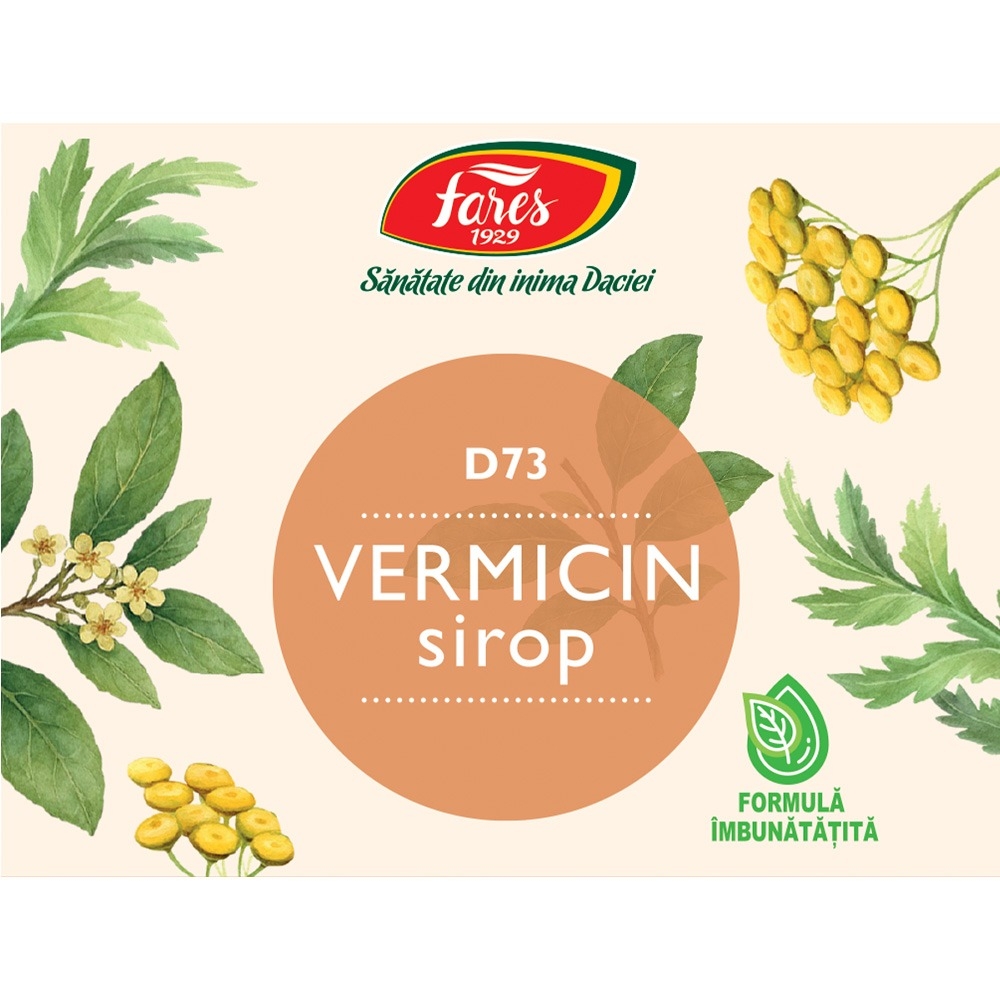Sirop din plante medicinale Vermicin D73, 250 ml, Fares