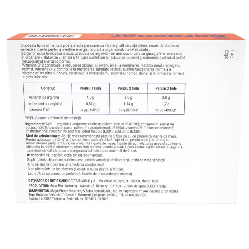 Sargenor Extra solutie orala 5 ml, 20 fiole, Meda Pharma Sargenor Extra solutie orala 5 ml, 20 fiole, Meda Pharma