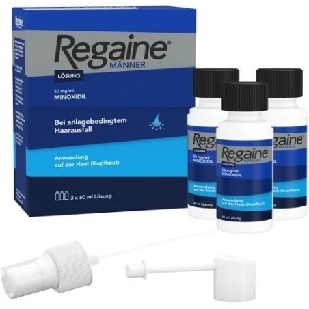 Solutie pentru cresterea parului cu pulverizator Regaine 60 g, 3 flacoane, Johnson & Johnson Solutie pentru cresterea parului cu pulverizator Regaine 60 g, 3 flacoane, Johnson & Johnson