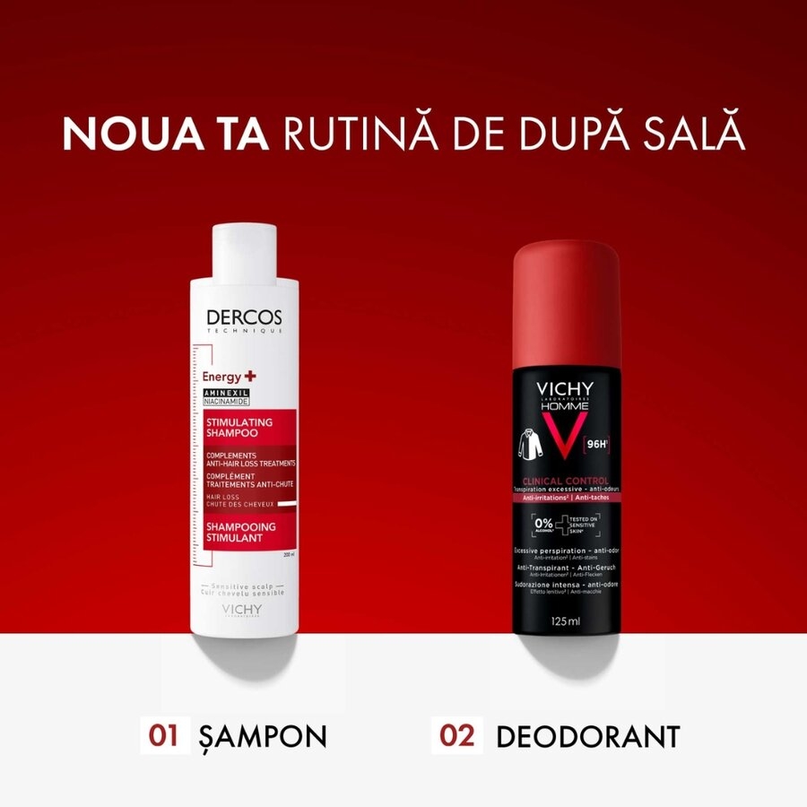 Spray antiperspirant Homme Clinical Control 96h, 125 ml, Vichy Spray antiperspirant Homme Clinical Control 96h, 125 ml, Vichy