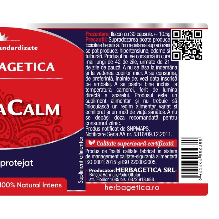 StomaCalm, 30 capsule, Herbagetica StomaCalm, 30 capsule, Herbagetica