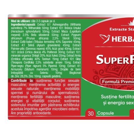 Superfecund barbati, 30 capsule, Herbagetica Superfecund barbati, 30 capsule, Herbagetica