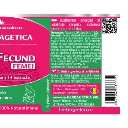 Superfecund femei, 30 capsule, Herbagetica