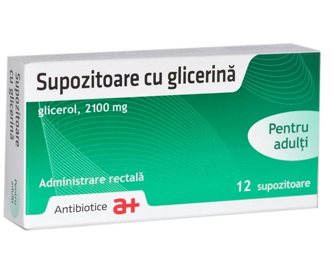 Supozitoare cu glicerina adulti, 2100 mg, 12 supozitoare, Antibiotice SA
